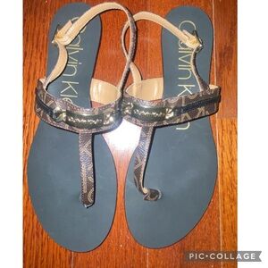 Calvin Klein Black and Brown Sandals